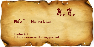 Már Nanetta névjegykártya